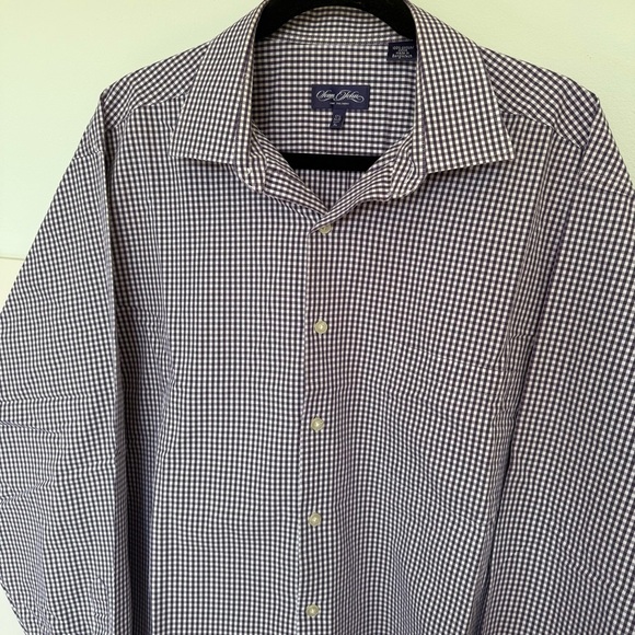 SEAN JOHN purple check long sleeve button front shirt men's XL 17 1/2 Office - Picture 2 of 8